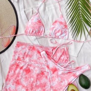 Pink Tie Dye 3 piece bikini